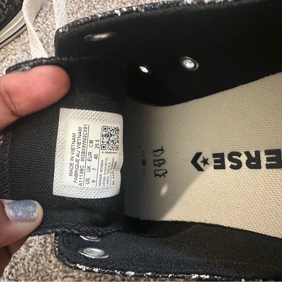 Converse Chuck Taylor Black All Star Glitter Low Top Sneakers Sz 9 - Picture 9 of 11